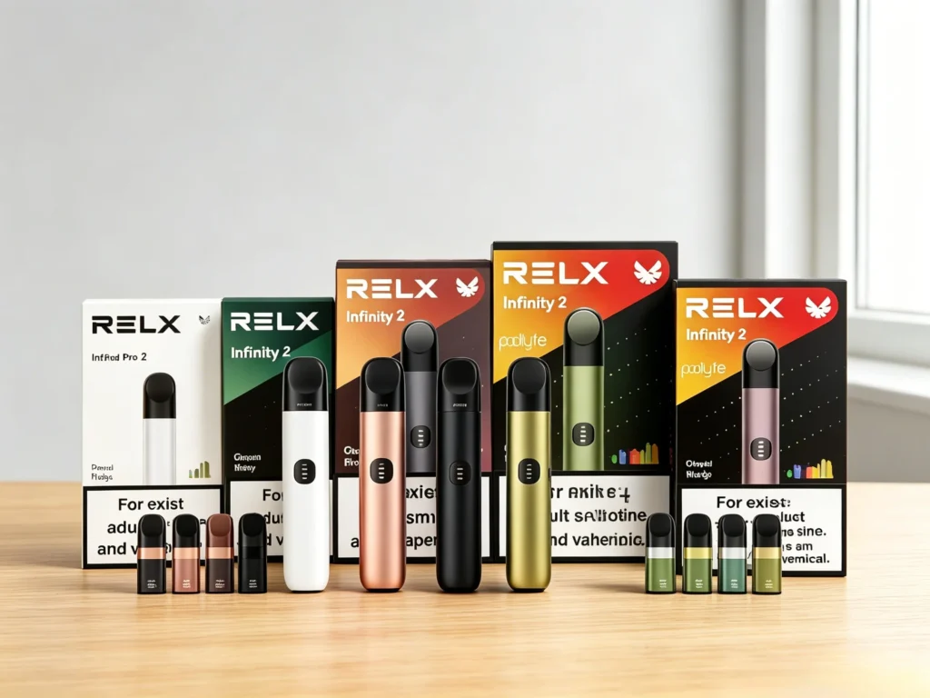 RELX煙彈與傳統香菸對比示意圖，一顆煙彈等於2至3包香菸的使用量換算解析圖